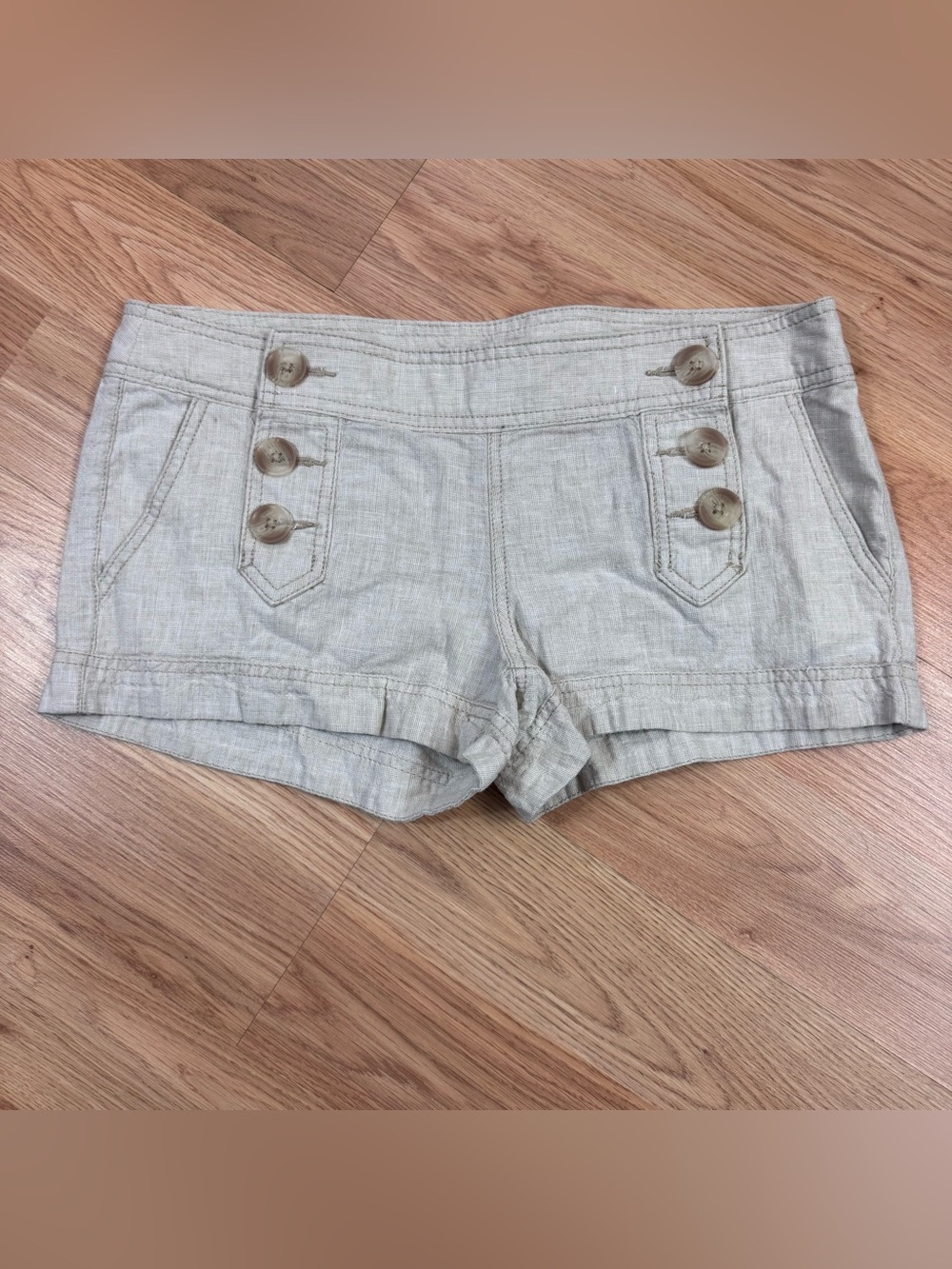 Women's Express Linen-Blend Tan Sailor Shorts Micro Mini Y2K size 6